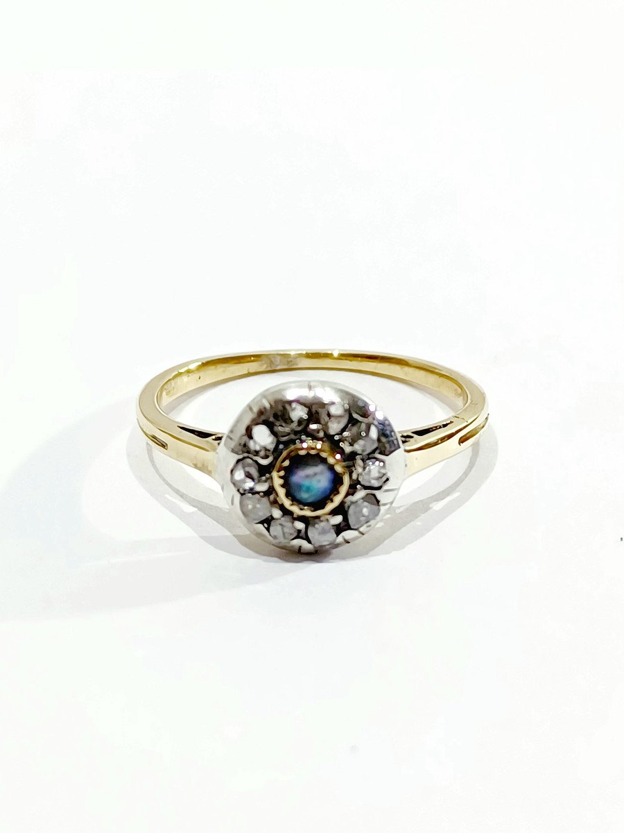 Bague Or Argent Diamants Et Perles-photo-4