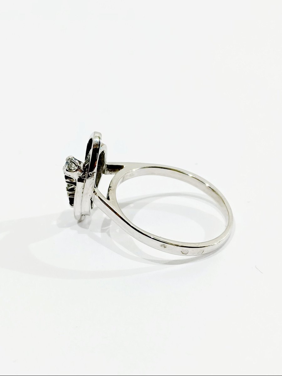 Bague Or Blanc Diamants Saphirs-photo-2