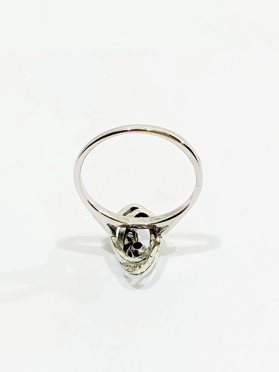 Bague Or Blanc Diamants Saphirs-photo-5