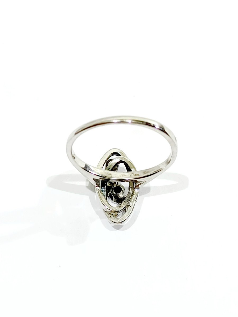 Bague Or Blanc Diamants Saphirs-photo-6