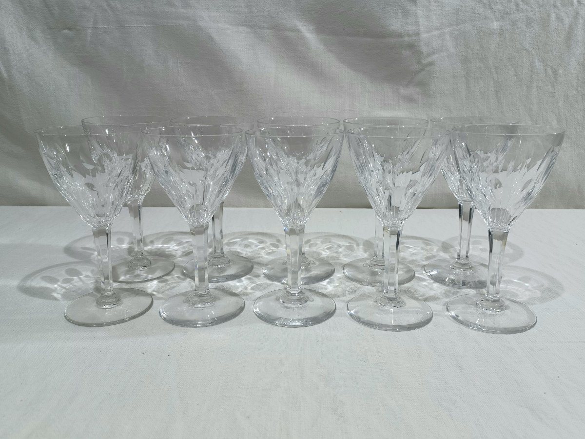Val Saint Lambert - 10 Nestor Hamlet White Wine Glasses