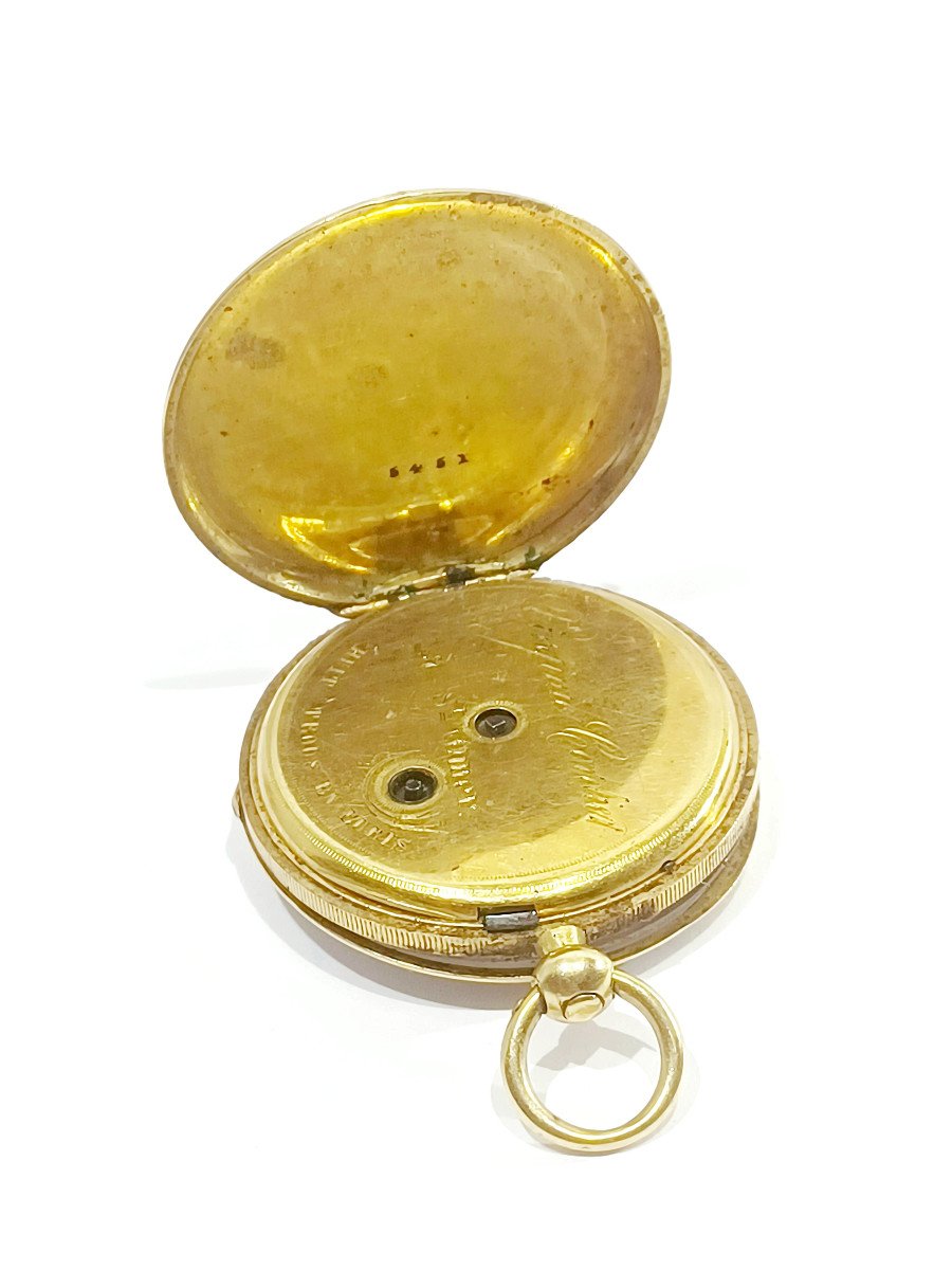 Women's Pocket Watch In Gold, Enamel And Diamonds-photo-6