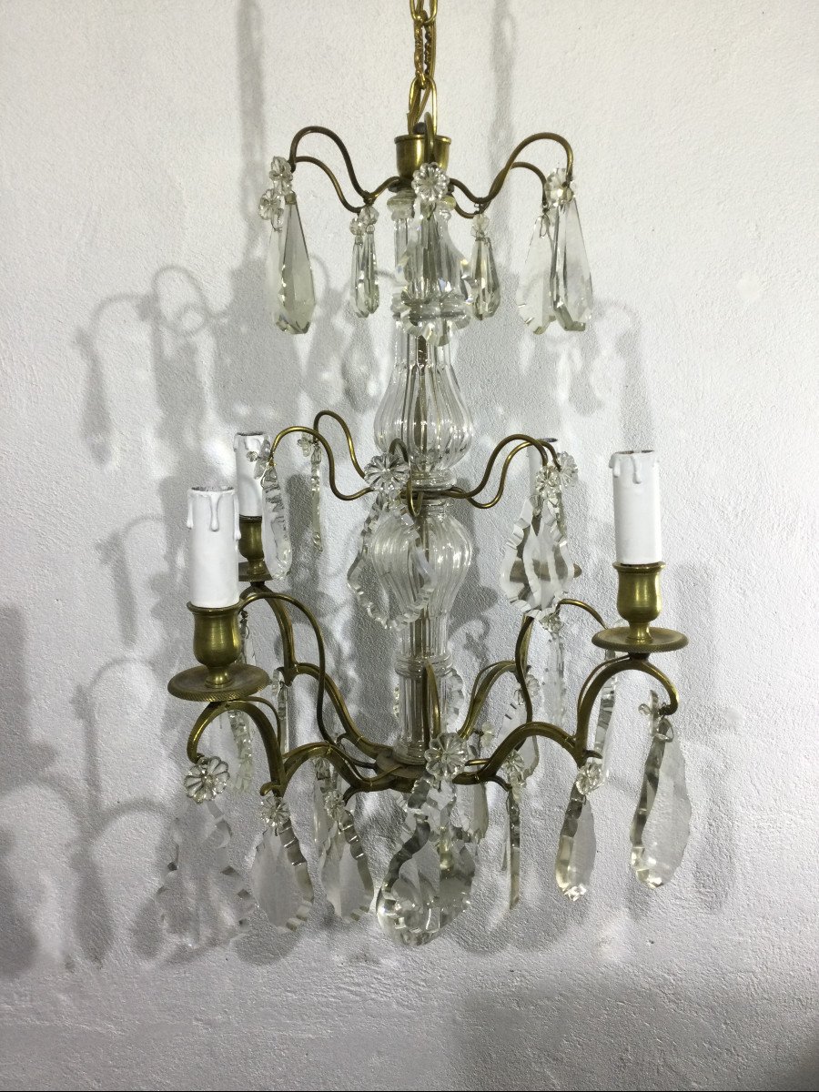 4 Light Bronze And Crystal Chandelier-photo-2