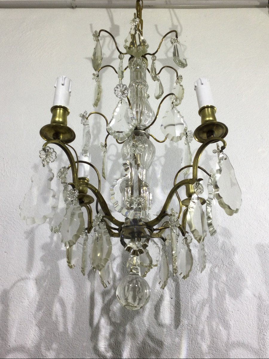 4 Light Bronze And Crystal Chandelier-photo-3