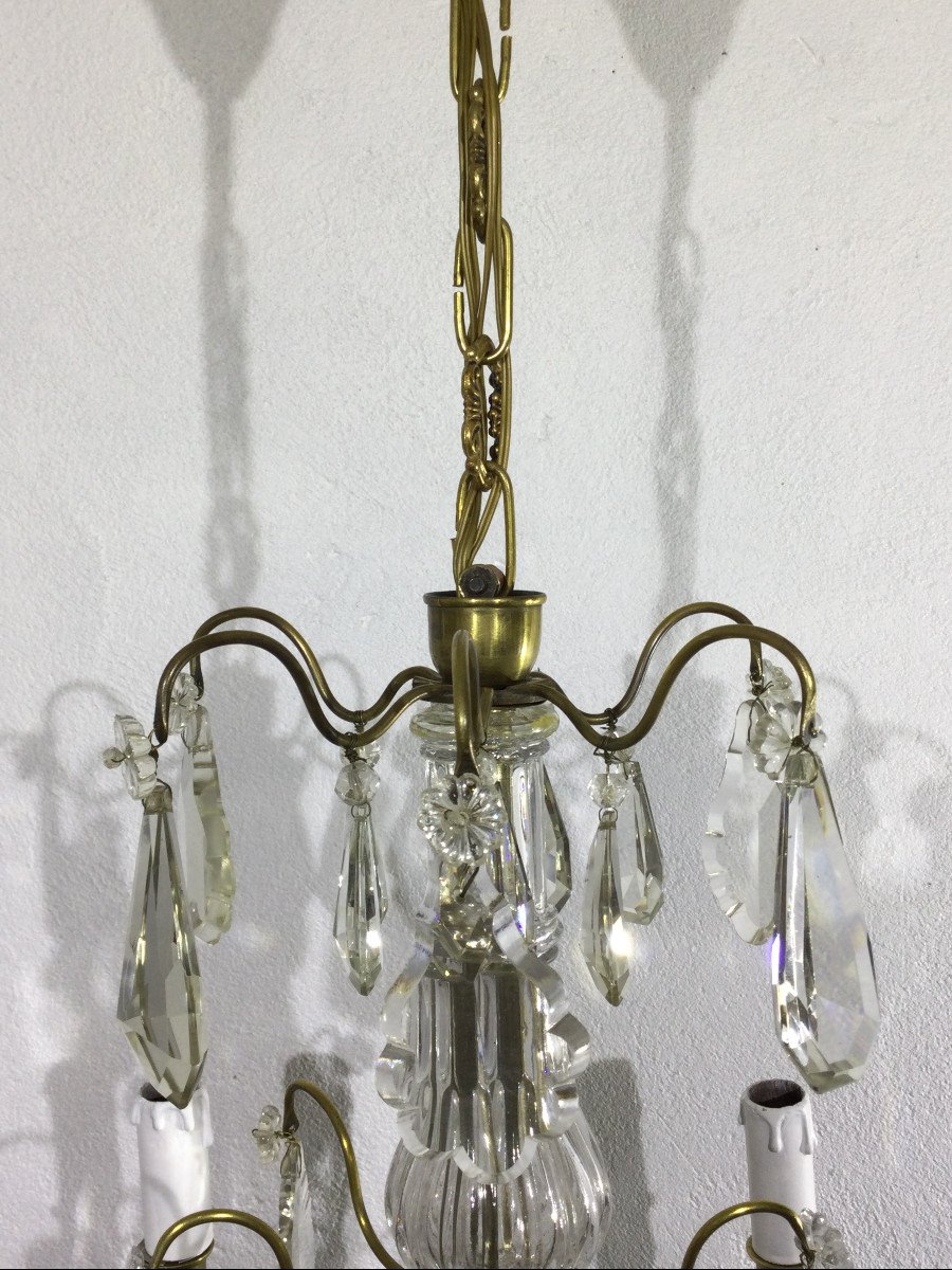 4 Light Bronze And Crystal Chandelier-photo-1
