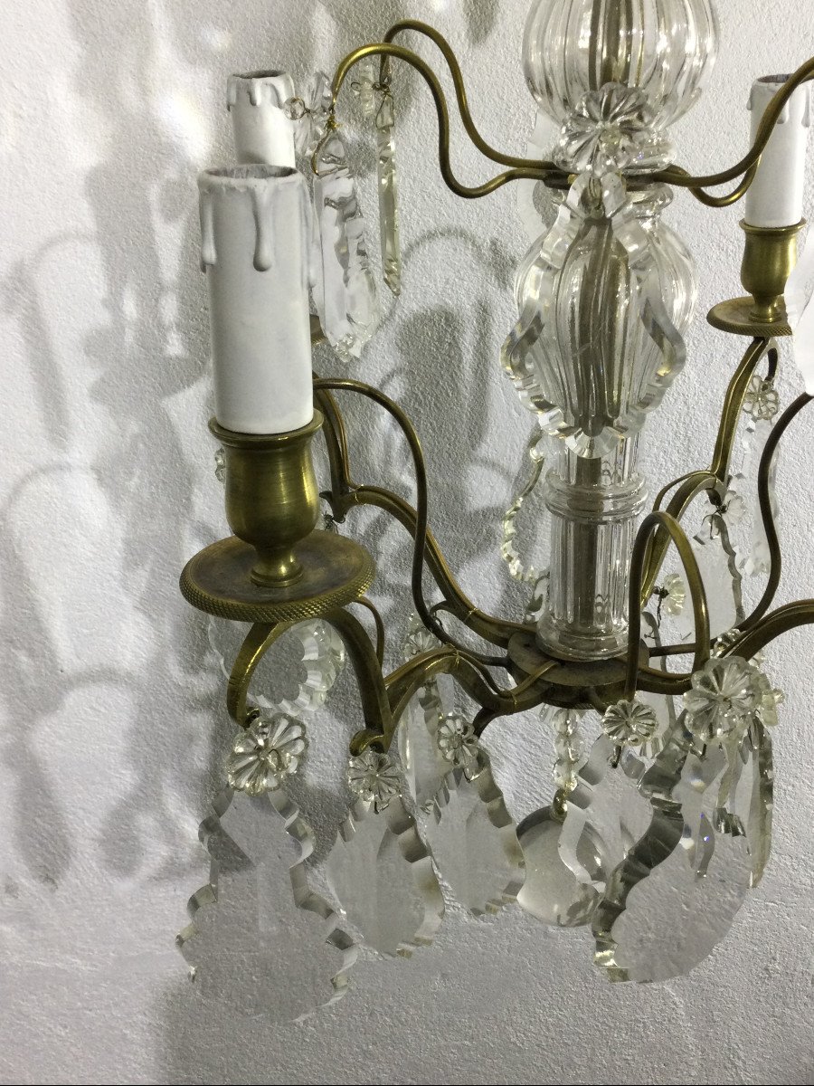 4 Light Bronze And Crystal Chandelier-photo-3