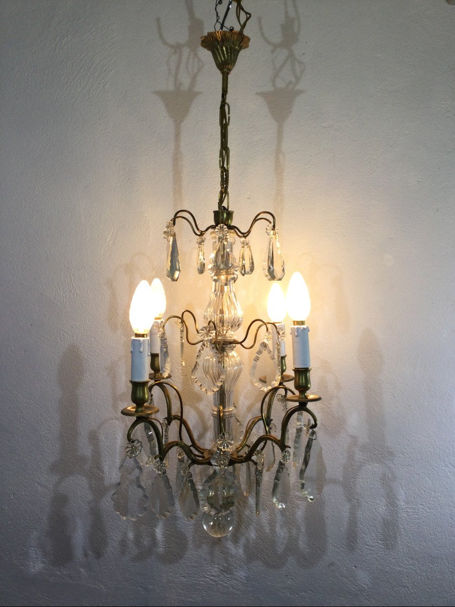 4 Light Bronze And Crystal Chandelier-photo-6