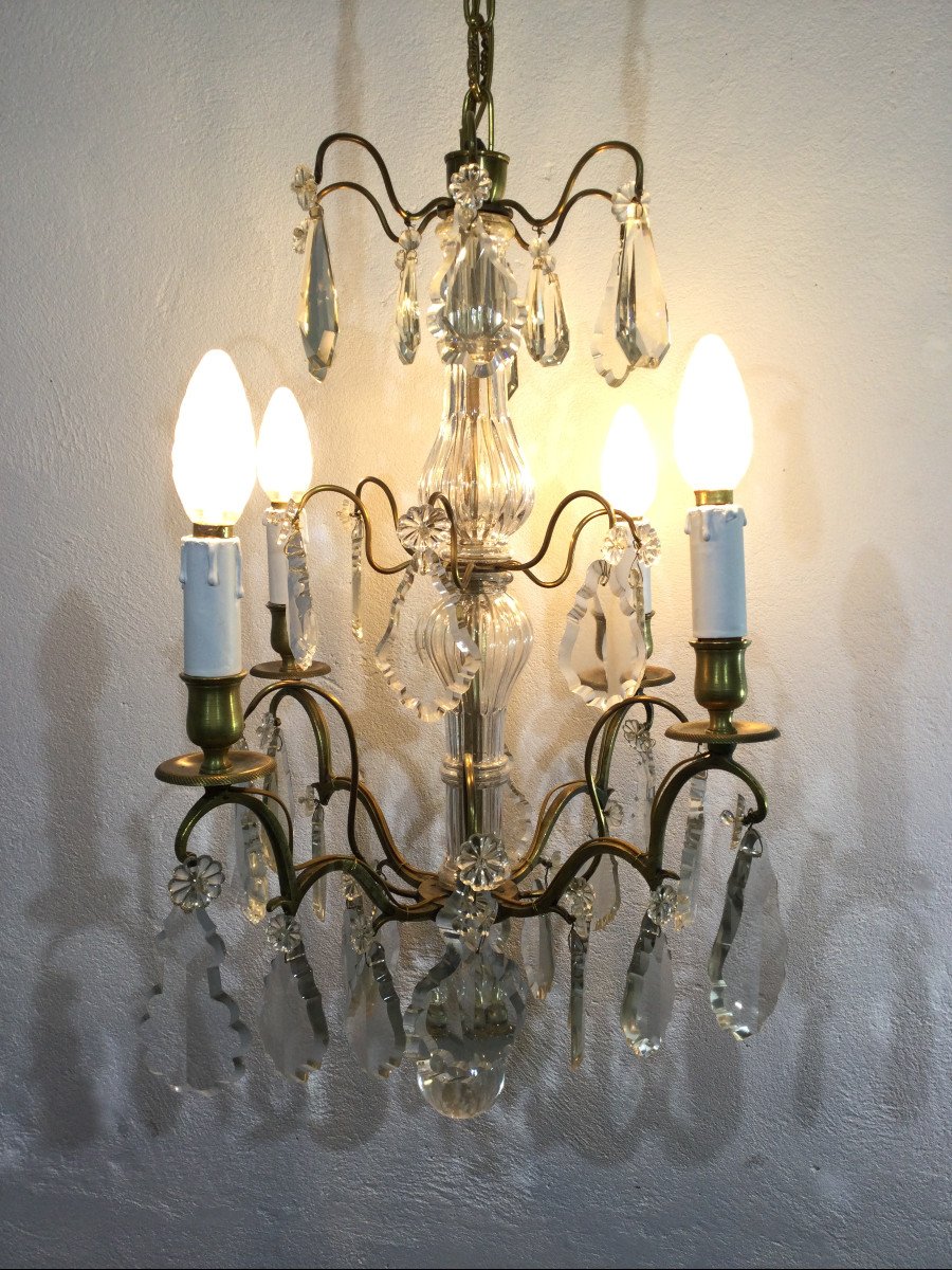 4 Light Bronze And Crystal Chandelier-photo-7