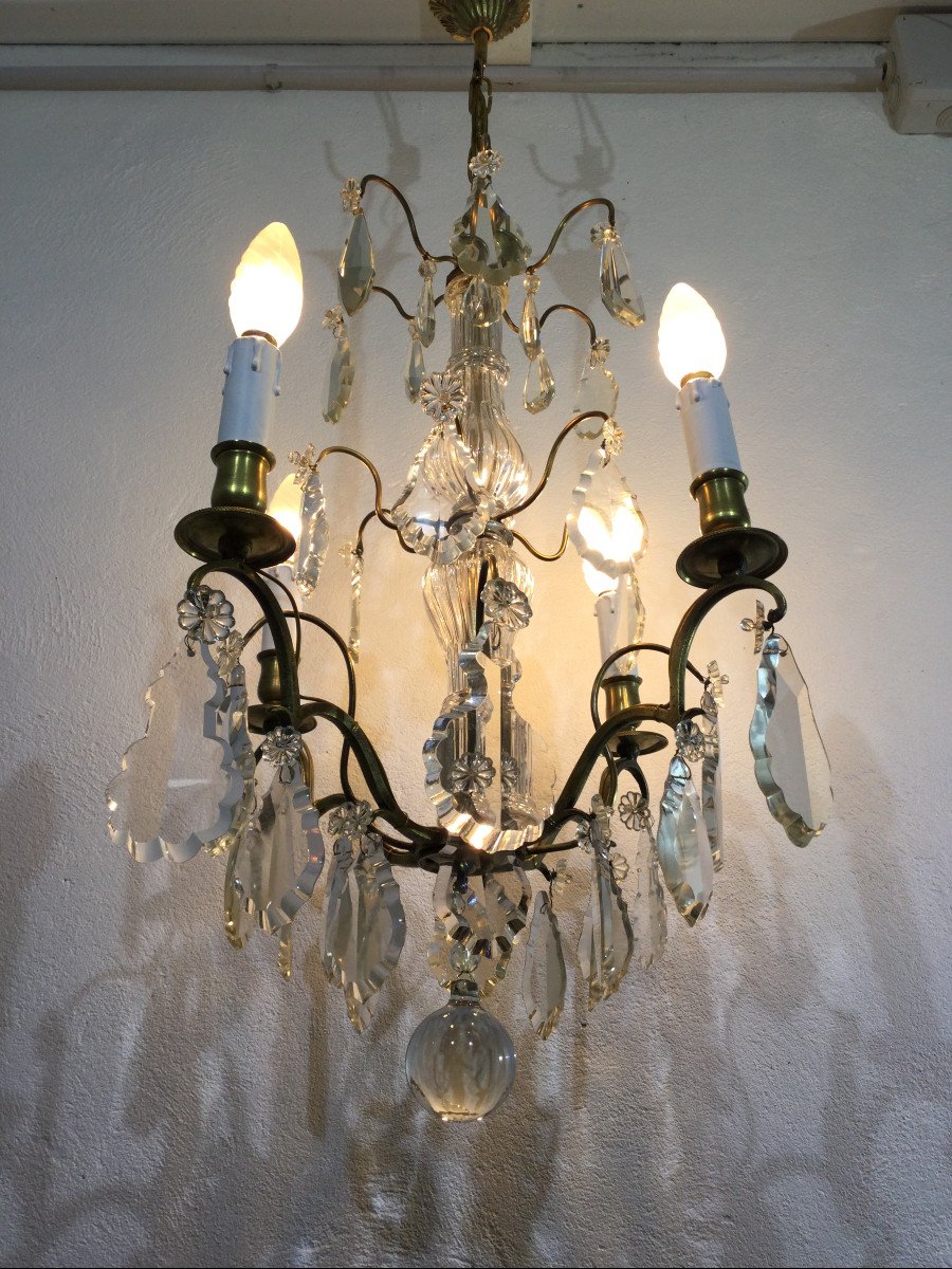 4 Light Bronze And Crystal Chandelier-photo-8