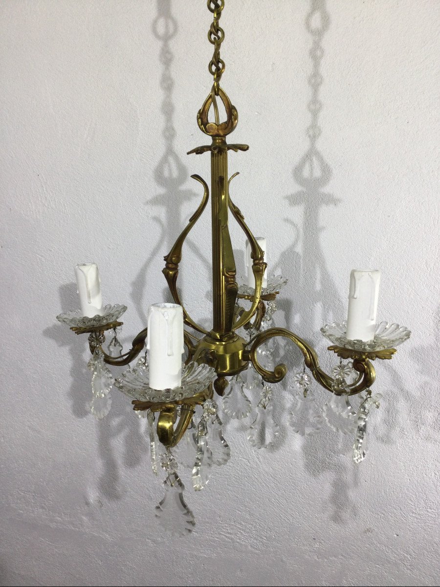 Chandelier With 4 Lights Bronze And Tassels-photo-2