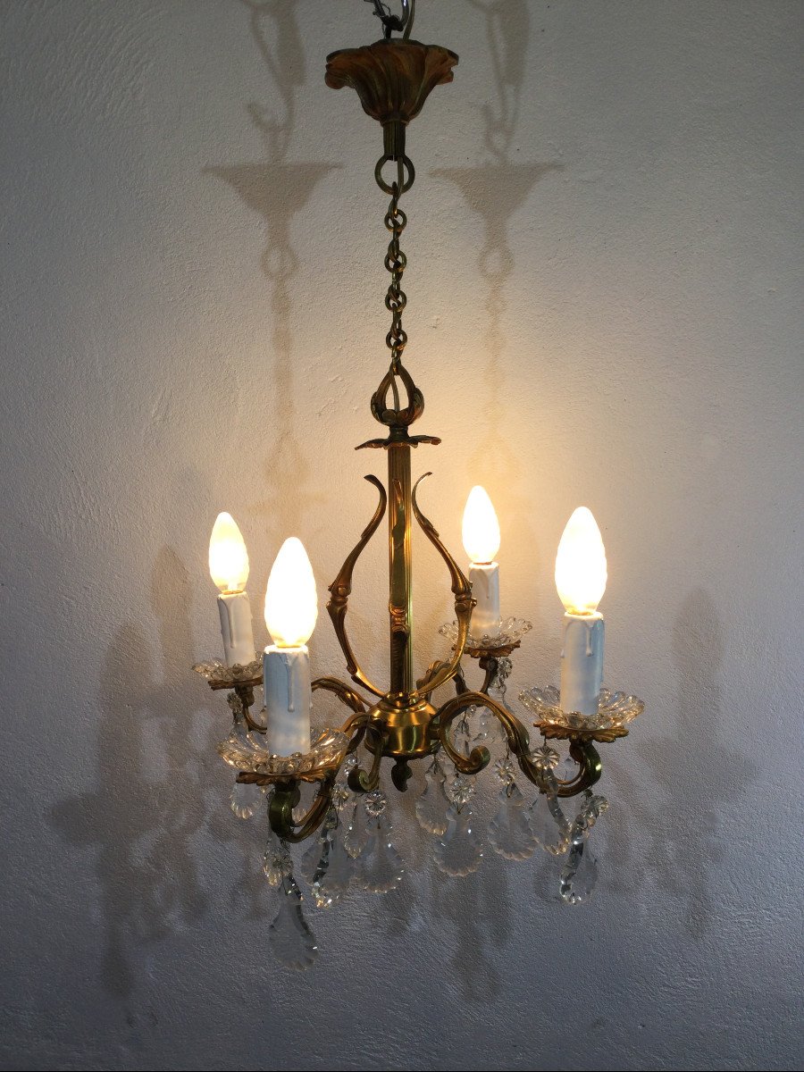 Chandelier With 4 Lights Bronze And Tassels-photo-6