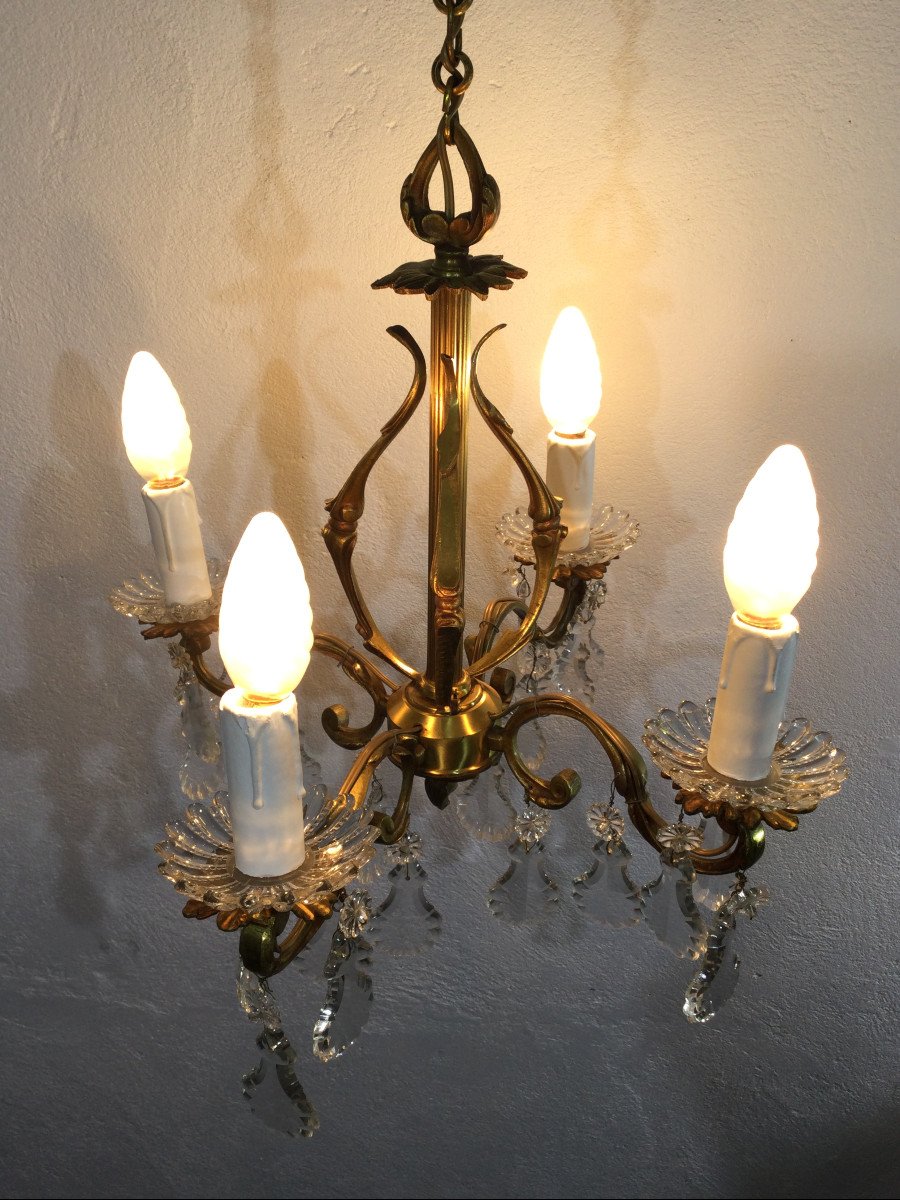 Chandelier With 4 Lights Bronze And Tassels-photo-7