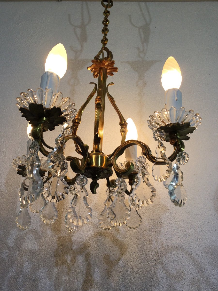Chandelier With 4 Lights Bronze And Tassels-photo-8