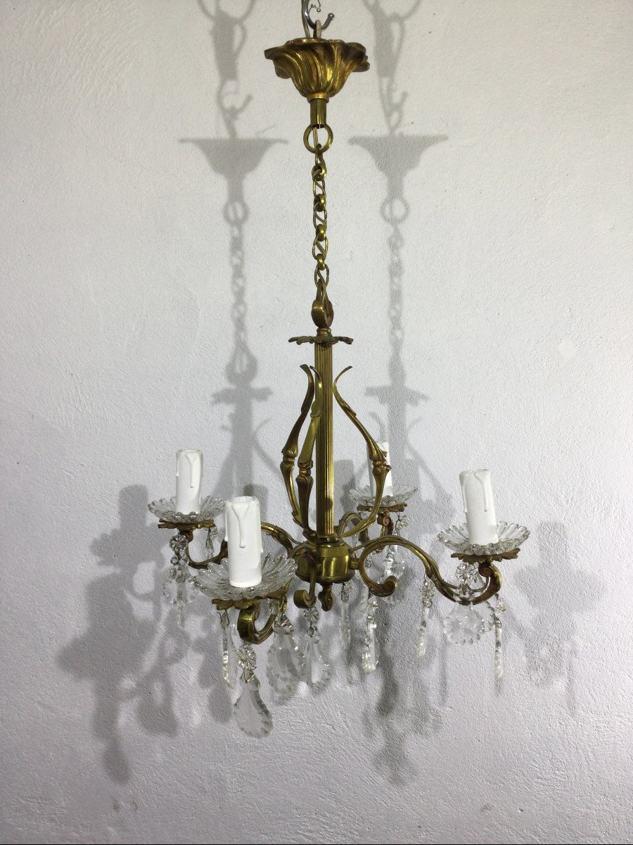 Chandelier With 4 Lights Bronze And Tassels