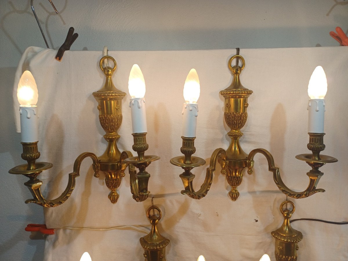 Ensemble De 4 Appliques 2 Lumi&egrave;res En Bronze-photo-7