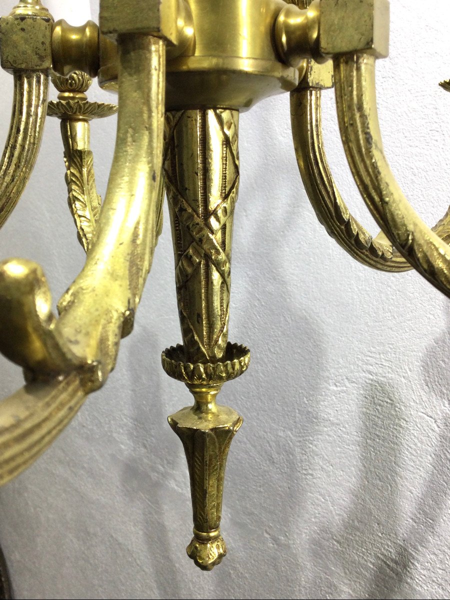  Lustre En Bronze Louis XVI 5 Lumières -photo-3