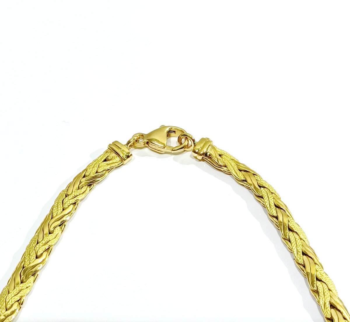 Smooth And Sandblasted Gold Necklace-photo-2