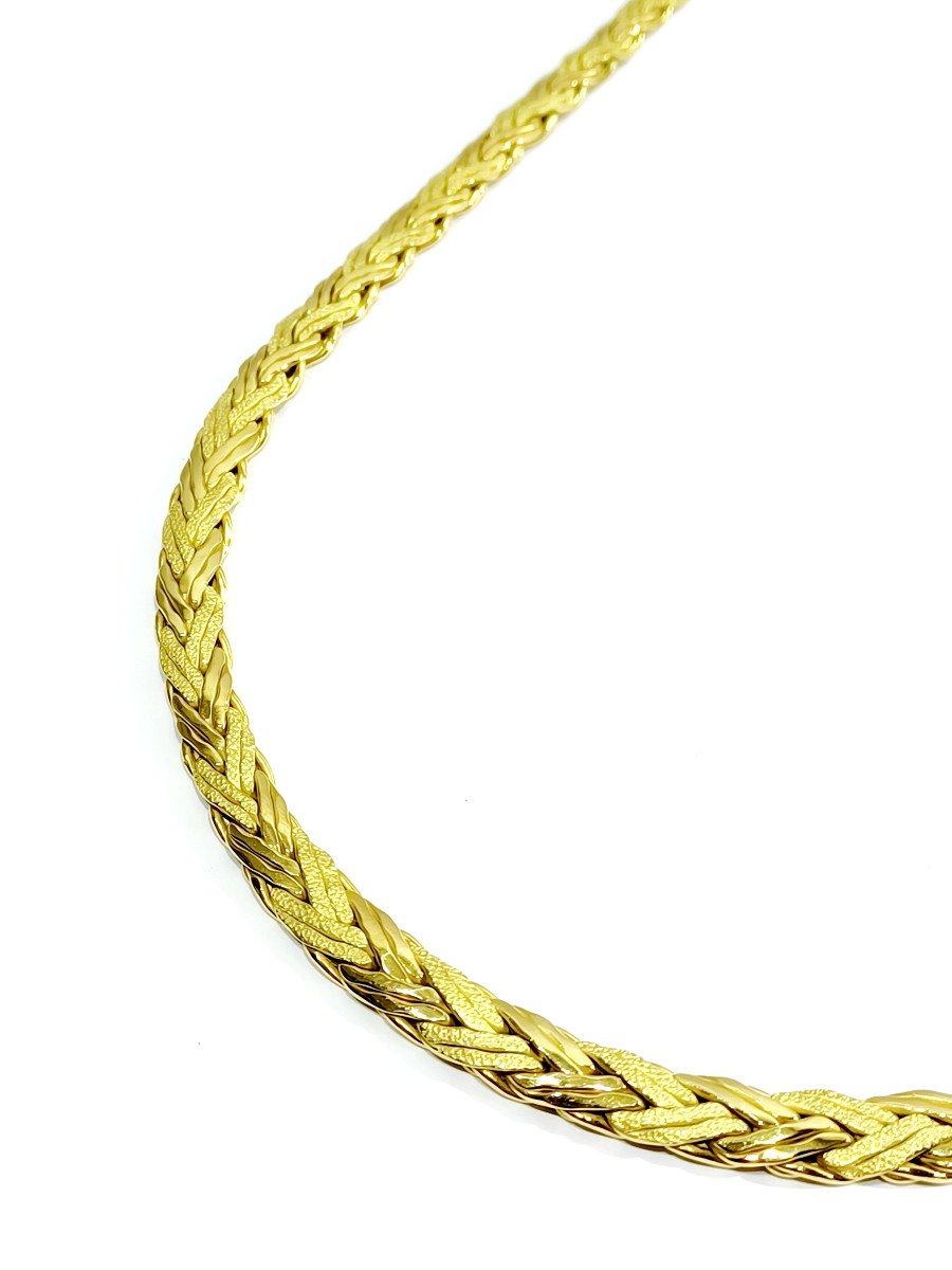 Smooth And Sandblasted Gold Necklace-photo-4