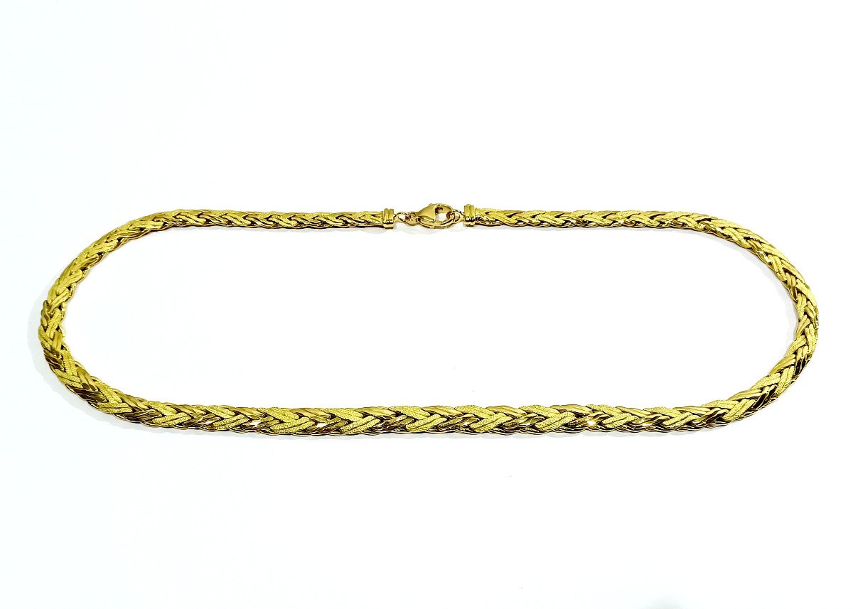 Smooth And Sandblasted Gold Necklace-photo-3