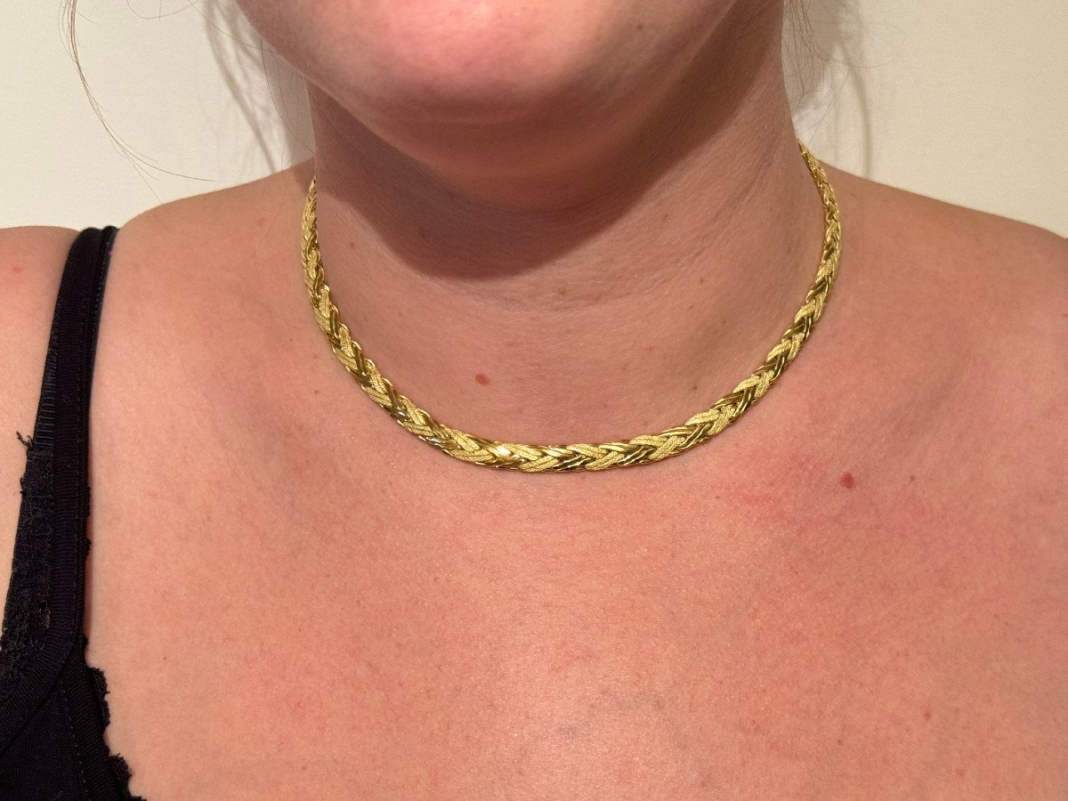 Smooth And Sandblasted Gold Necklace-photo-6