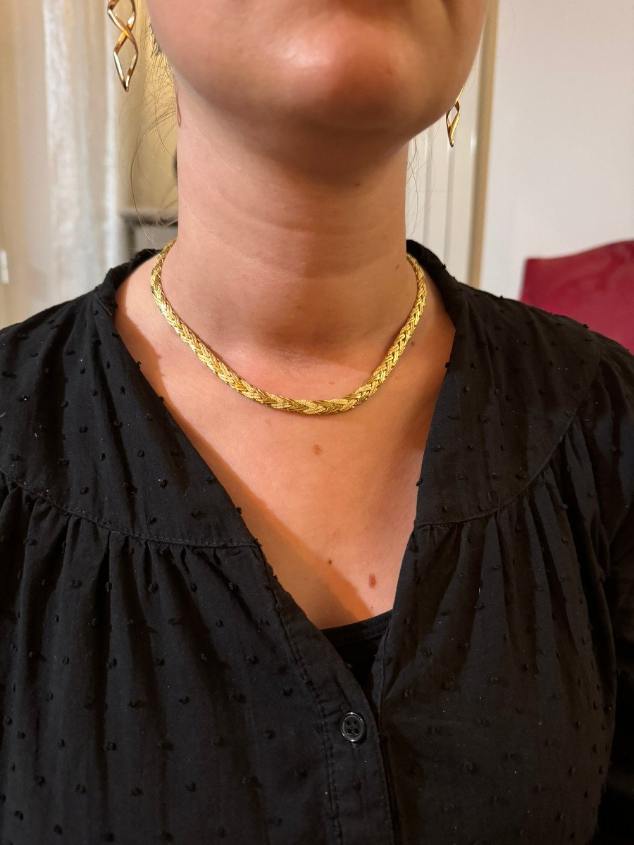 Smooth And Sandblasted Gold Necklace-photo-7