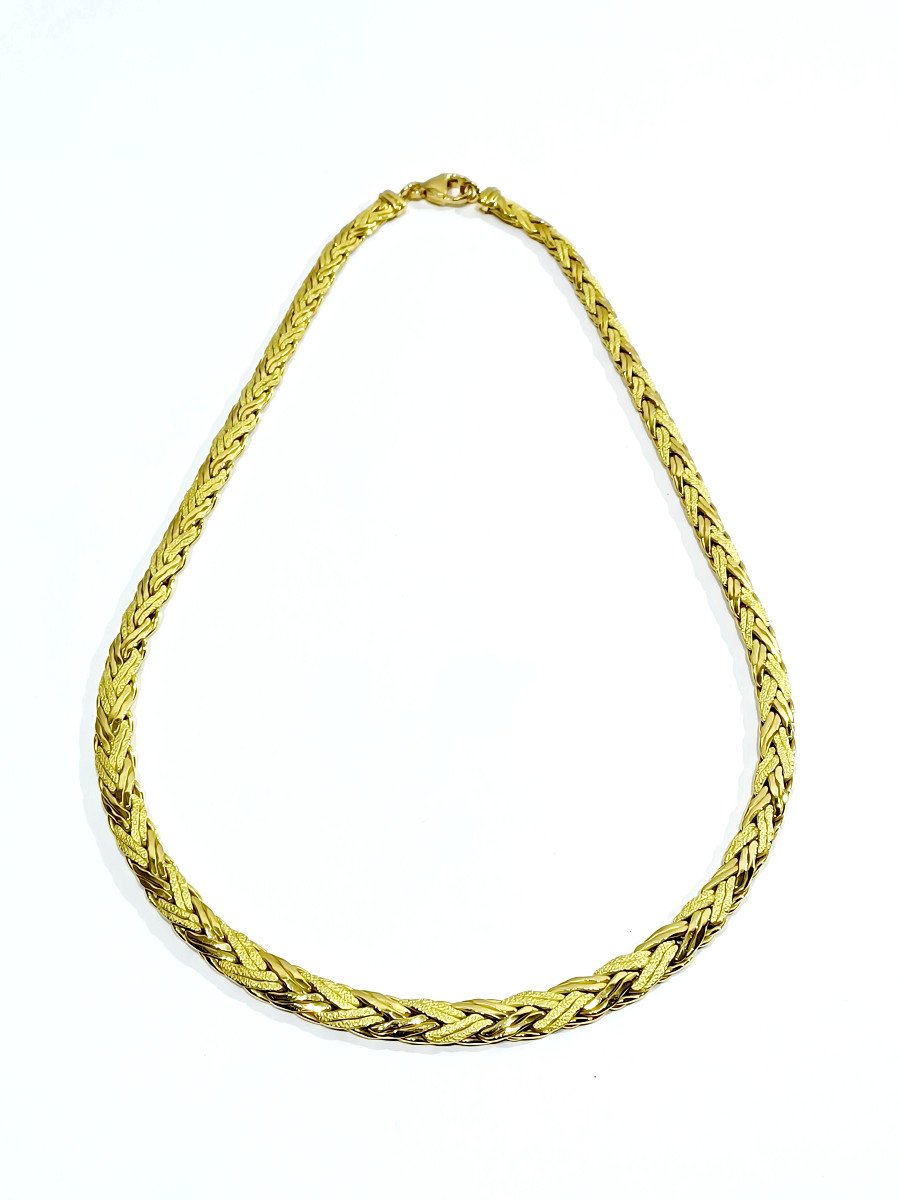 Smooth And Sandblasted Gold Necklace