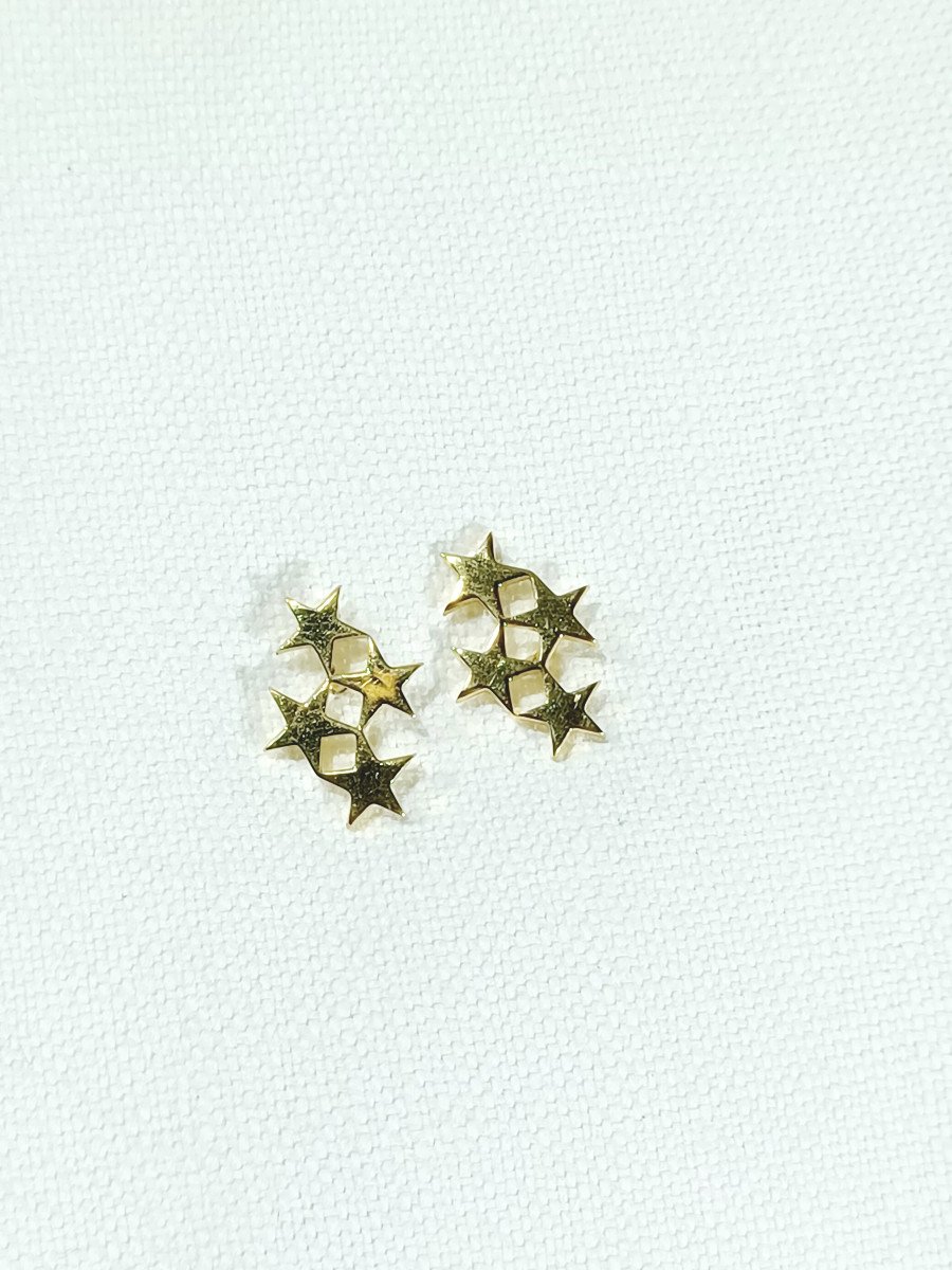 Pair Of Gold Star Earrings-photo-5