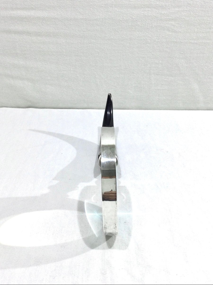Magnifying Glass In Horn And Silver Metal-photo-6