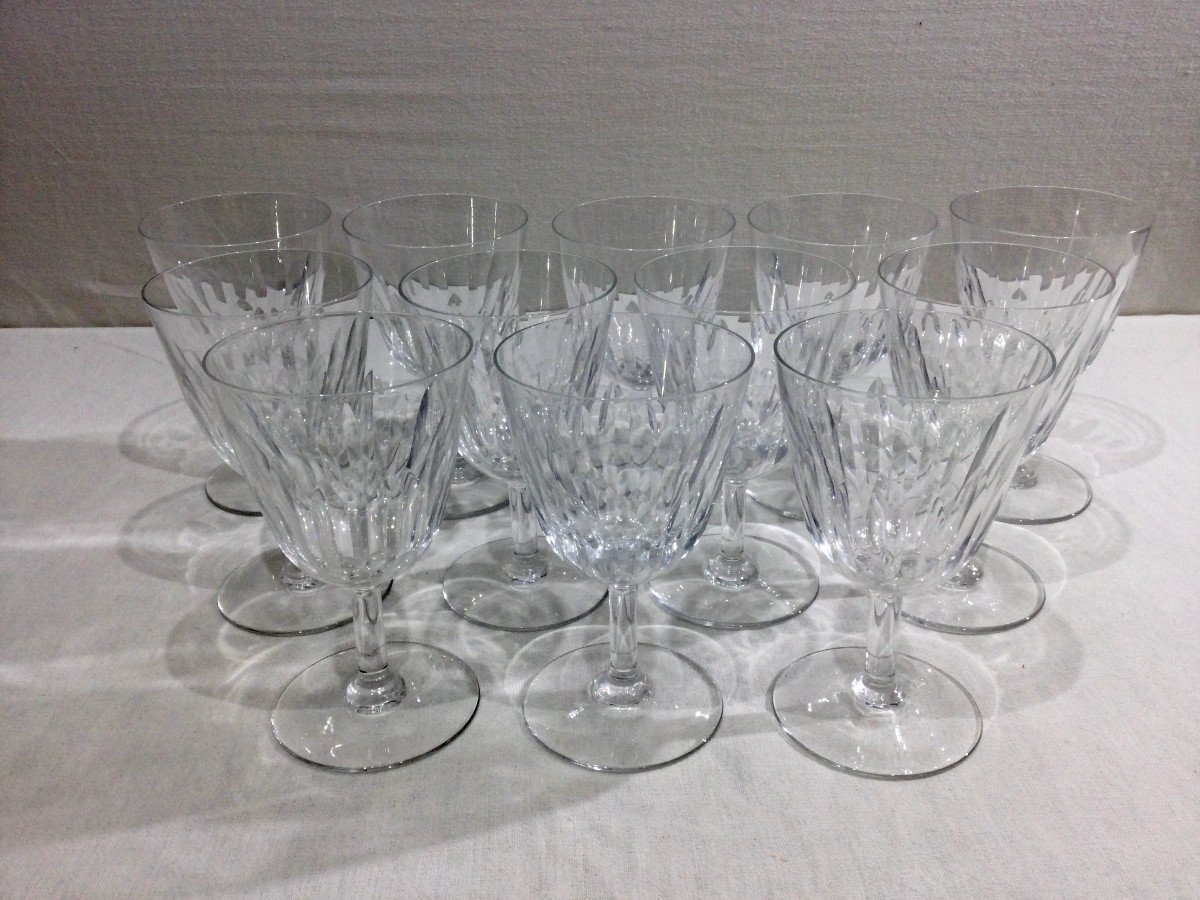 Baccarat – 12 verres à vin blanc En Cristal De Baccarat Modèle Casino