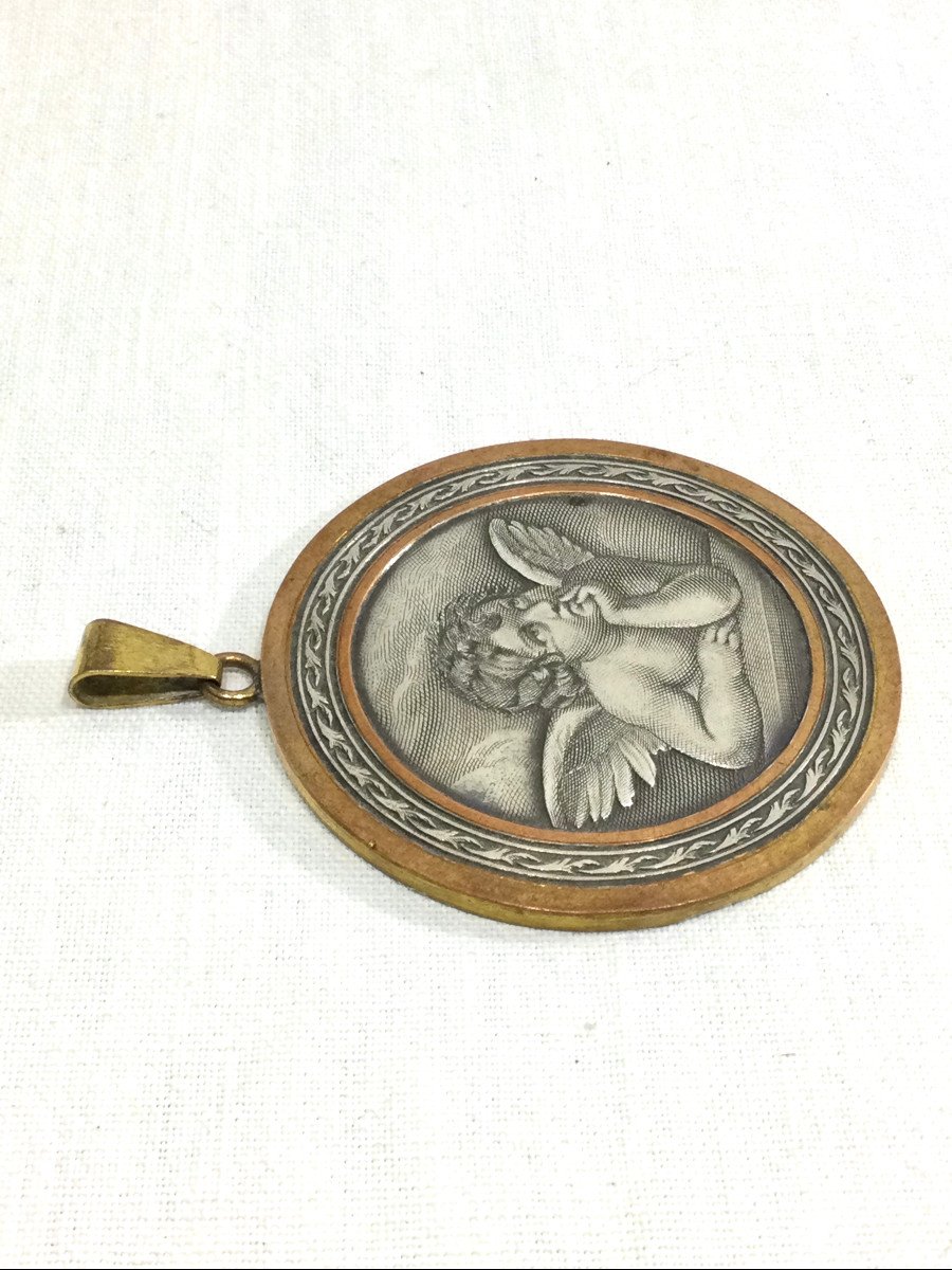 Medal Of The Angel Raphael In Copper And Silver Metal-photo-4