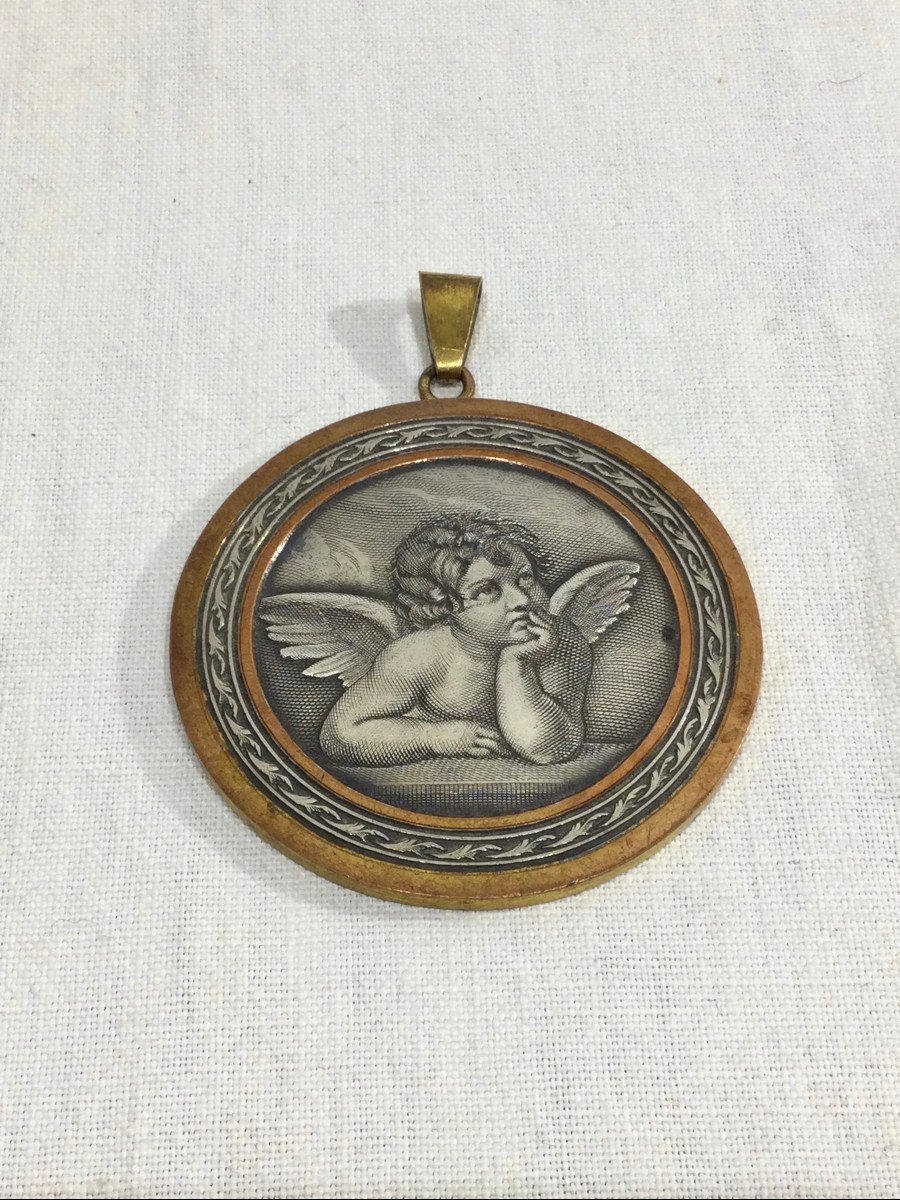Medal Of The Angel Raphael In Copper And Silver Metal