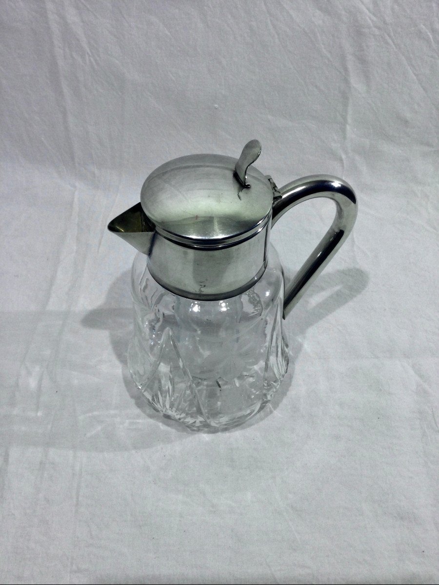 Jug In Crystal And Silver Metal-photo-2