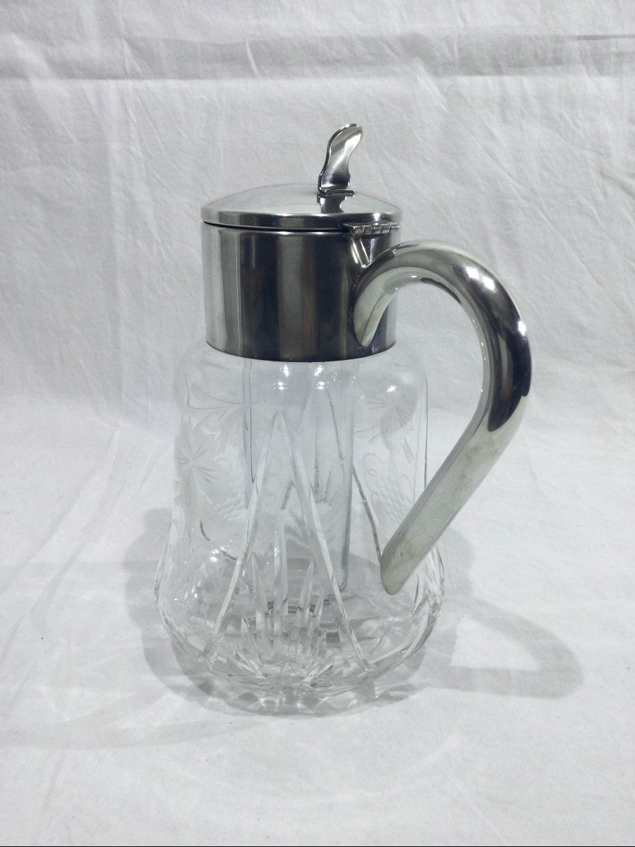 Jug In Crystal And Silver Metal-photo-3