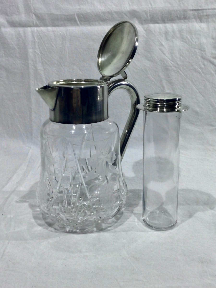 Jug In Crystal And Silver Metal-photo-4