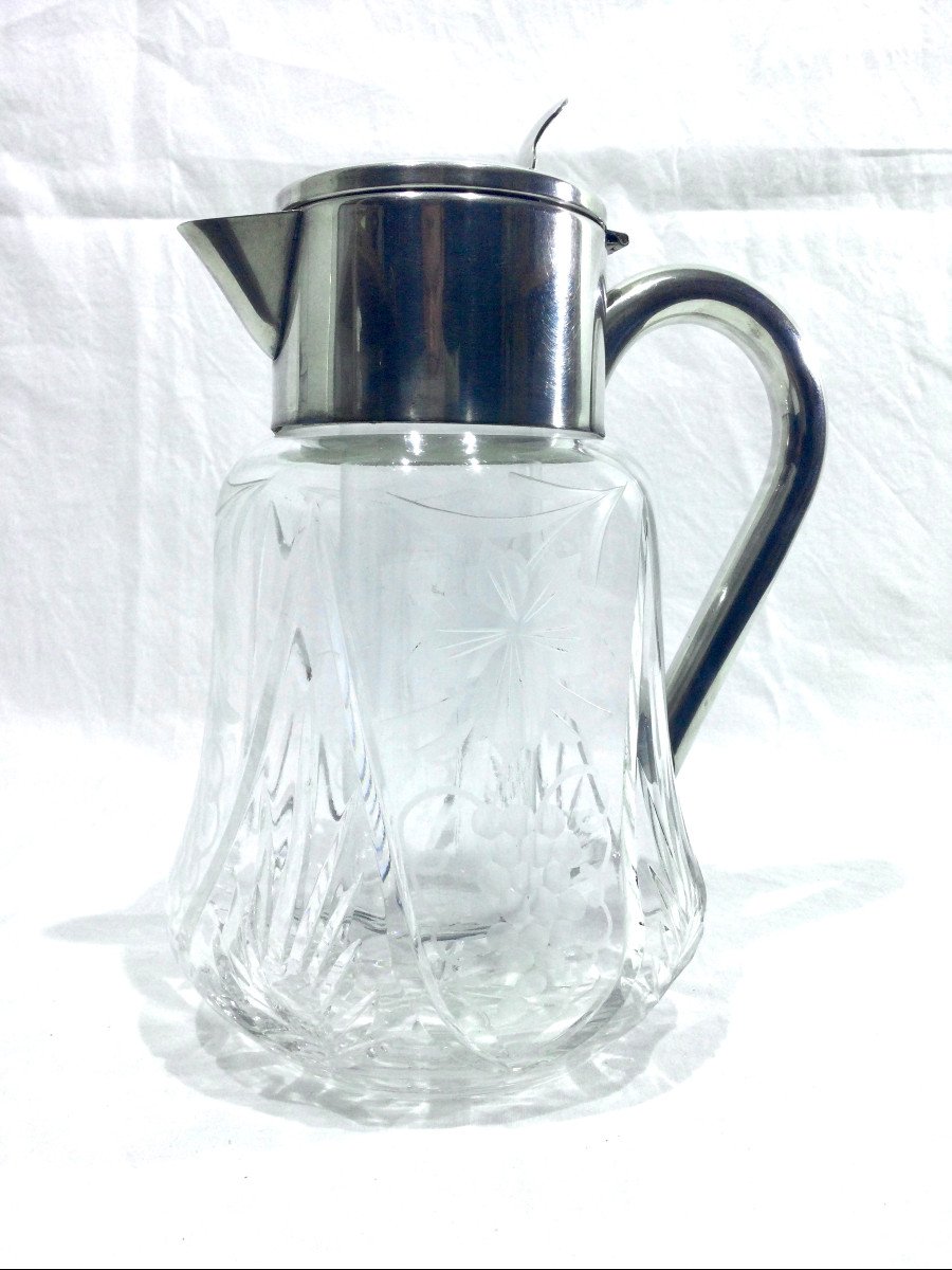 Jug In Crystal And Silver Metal