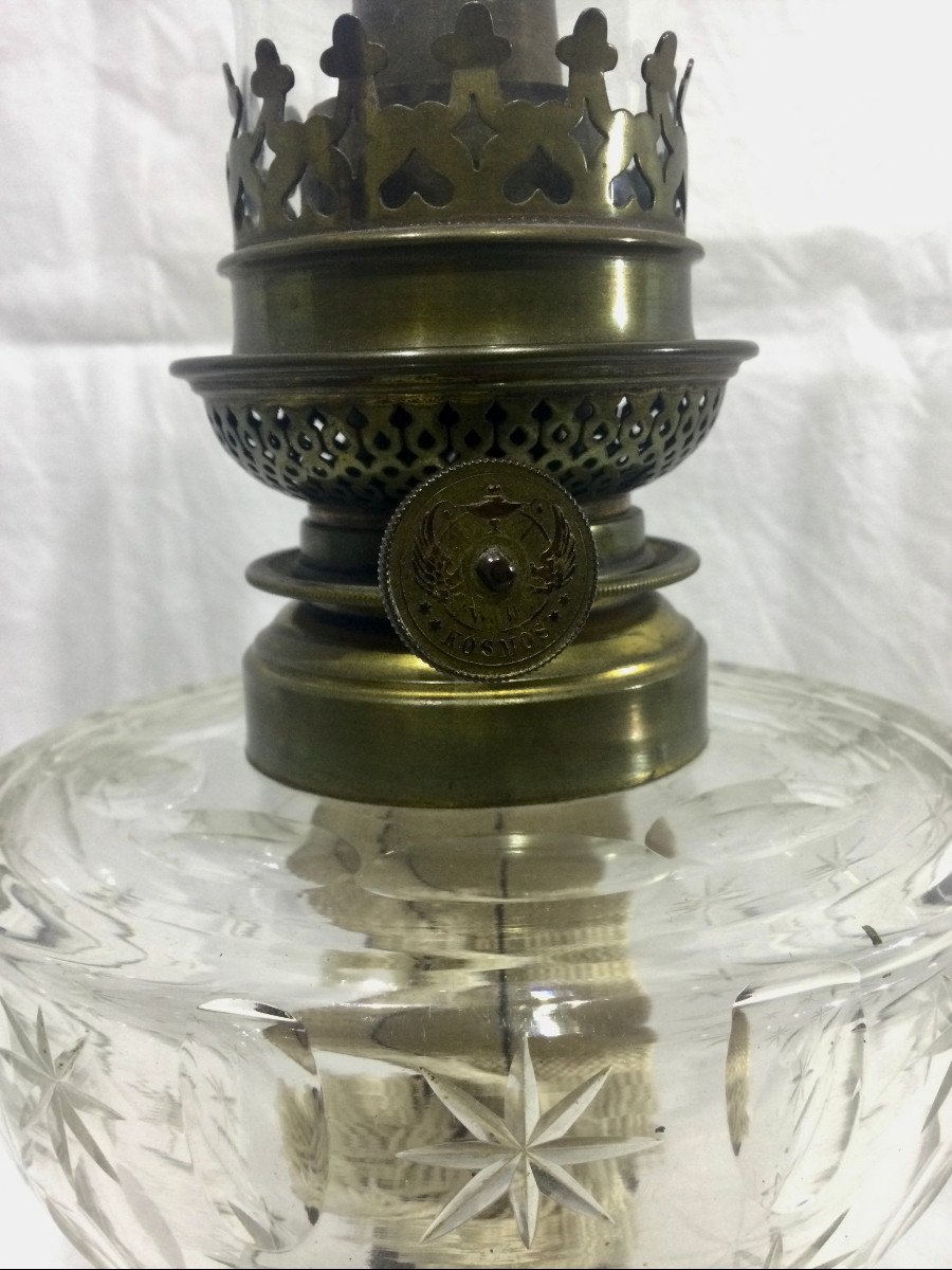 Lampe à pétrole en cristal et bronze-photo-1
