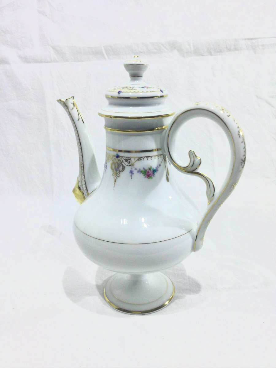Old Paris Porcelain Teapot 19th Century-photo-2