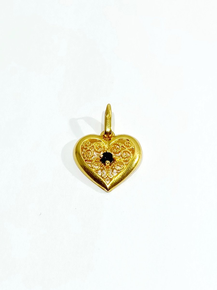 Gold And Sapphire Heart Pendant 