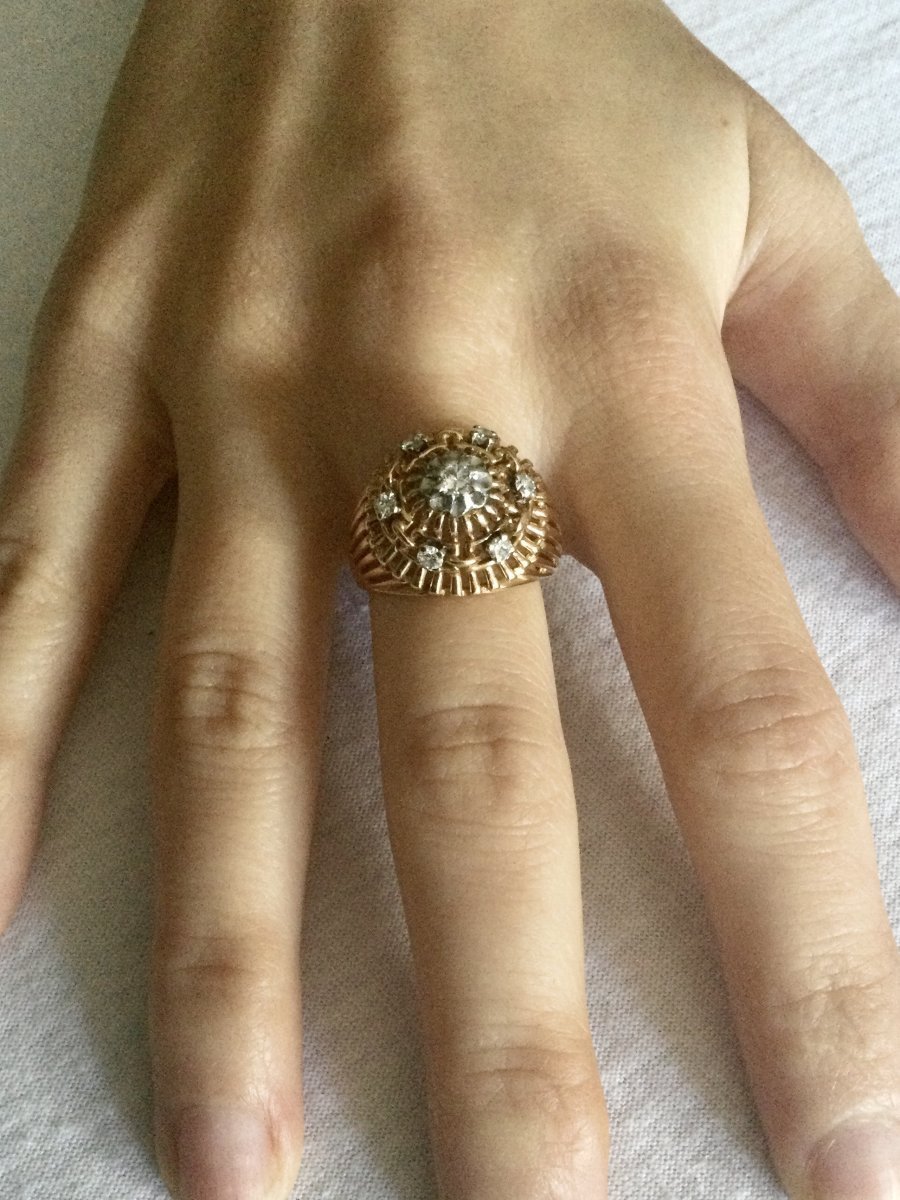 Openwork Ring In Rose Gold And Diamonds    -photo-8