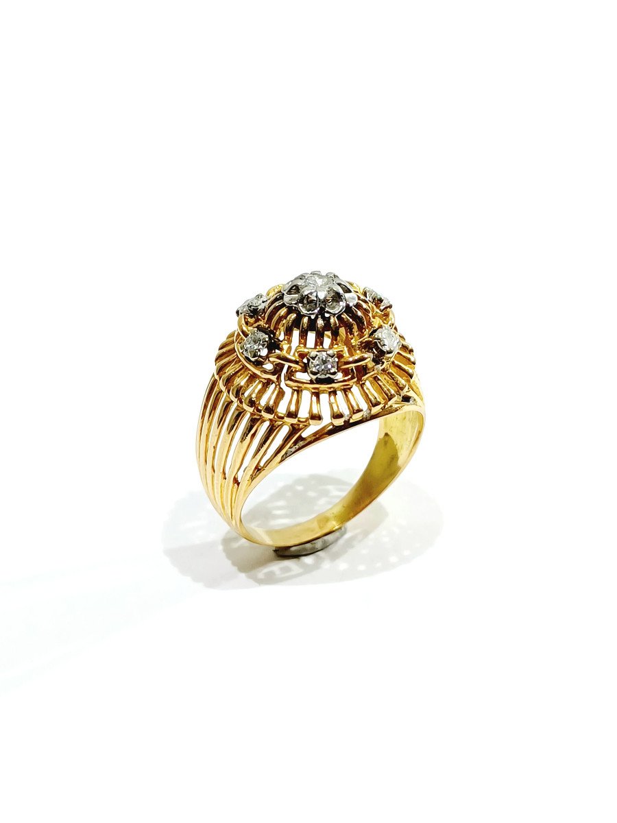 Openwork Ring In Rose Gold And Diamonds    