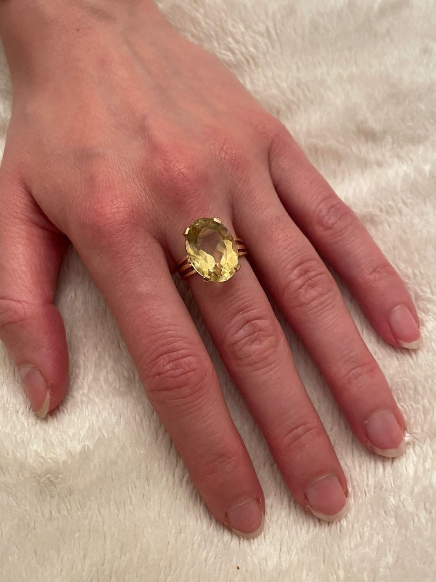 Bague En Or Rose Et Citrine-photo-7