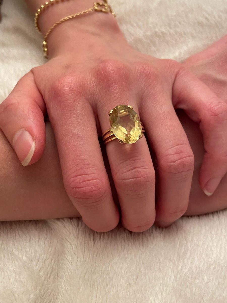 Bague En Or Rose Et Citrine-photo-8