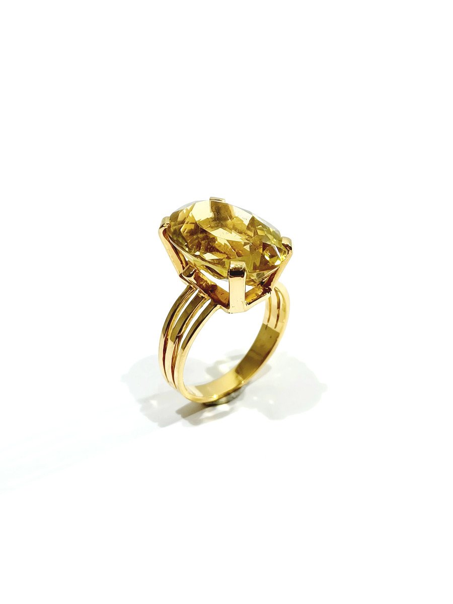 Bague En Or Rose Et Citrine