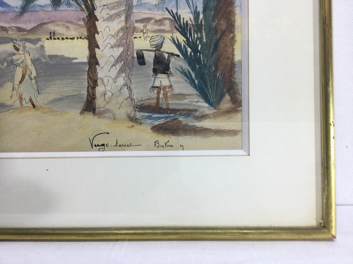 Henri Verge Sarrat – Drawing On Watercolor “desert Biskra”	-photo-2