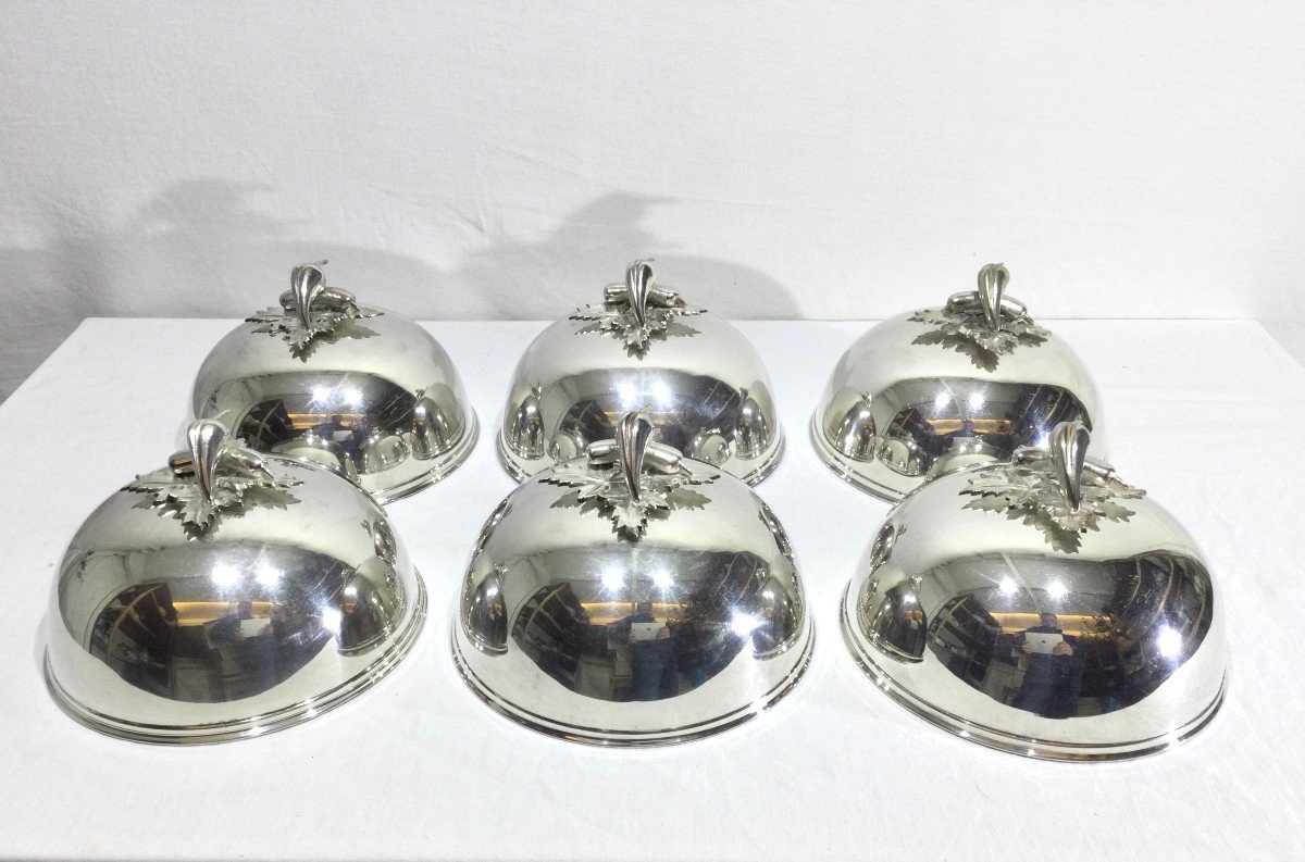 Plats De Service Et Cloches En Métal Argenté-photo-4