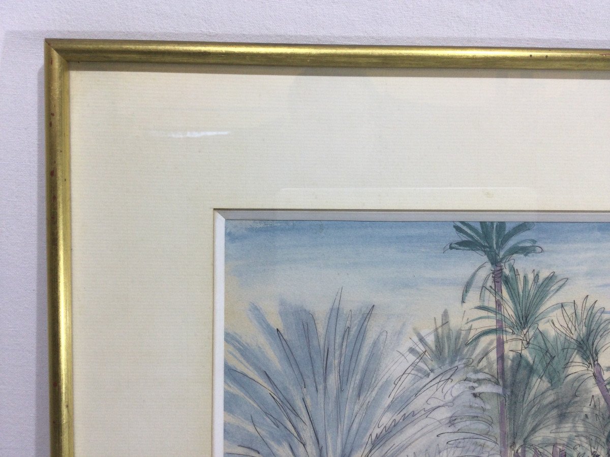 Henri Verge Sarrat – Drawing On Watercolor “oasis”	-photo-1
