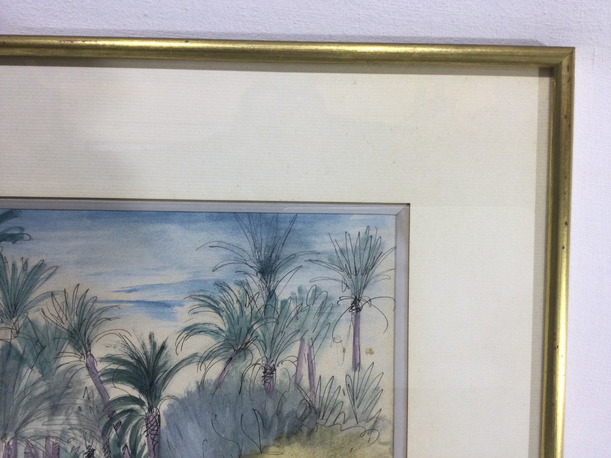 Henri Verge Sarrat – Drawing On Watercolor “oasis”	-photo-2