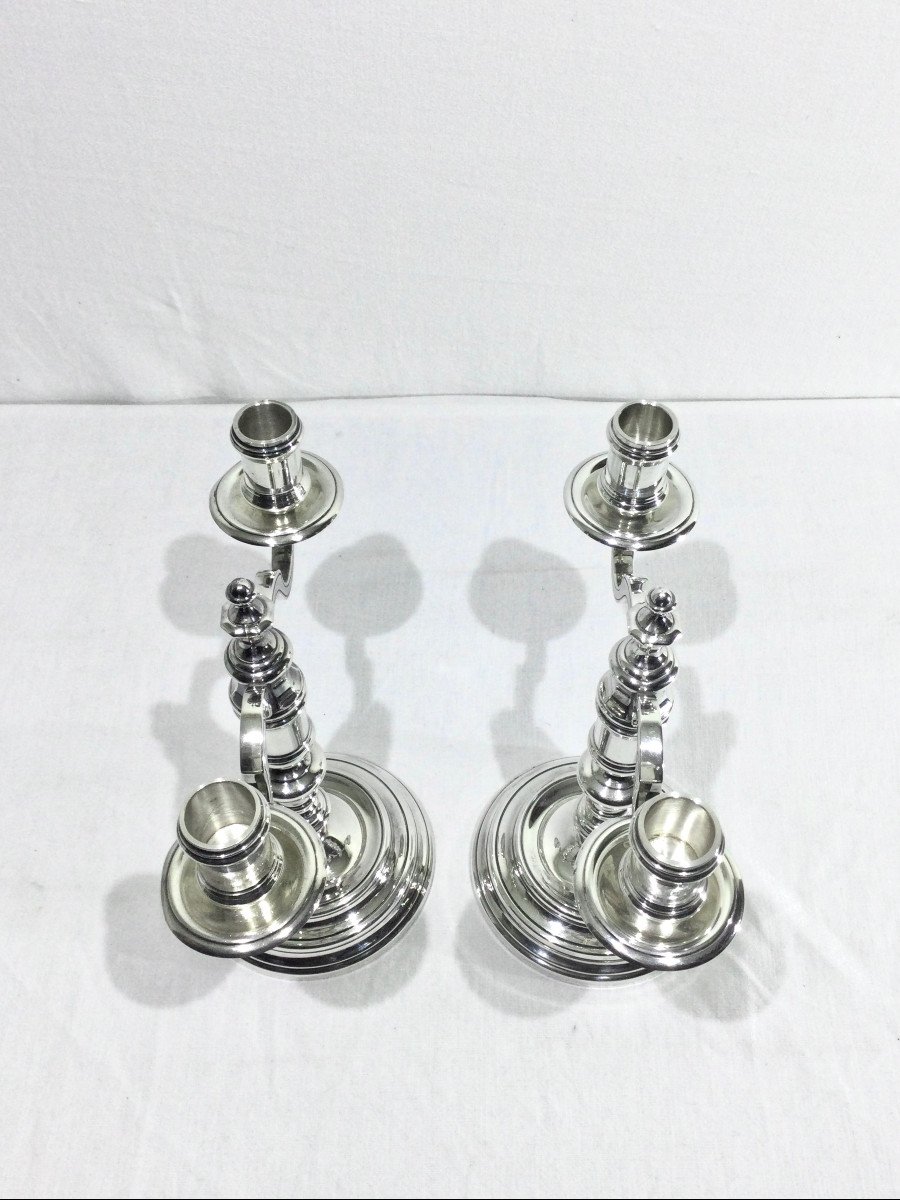 Christofle - Paire De Bougeoirs -photo-2