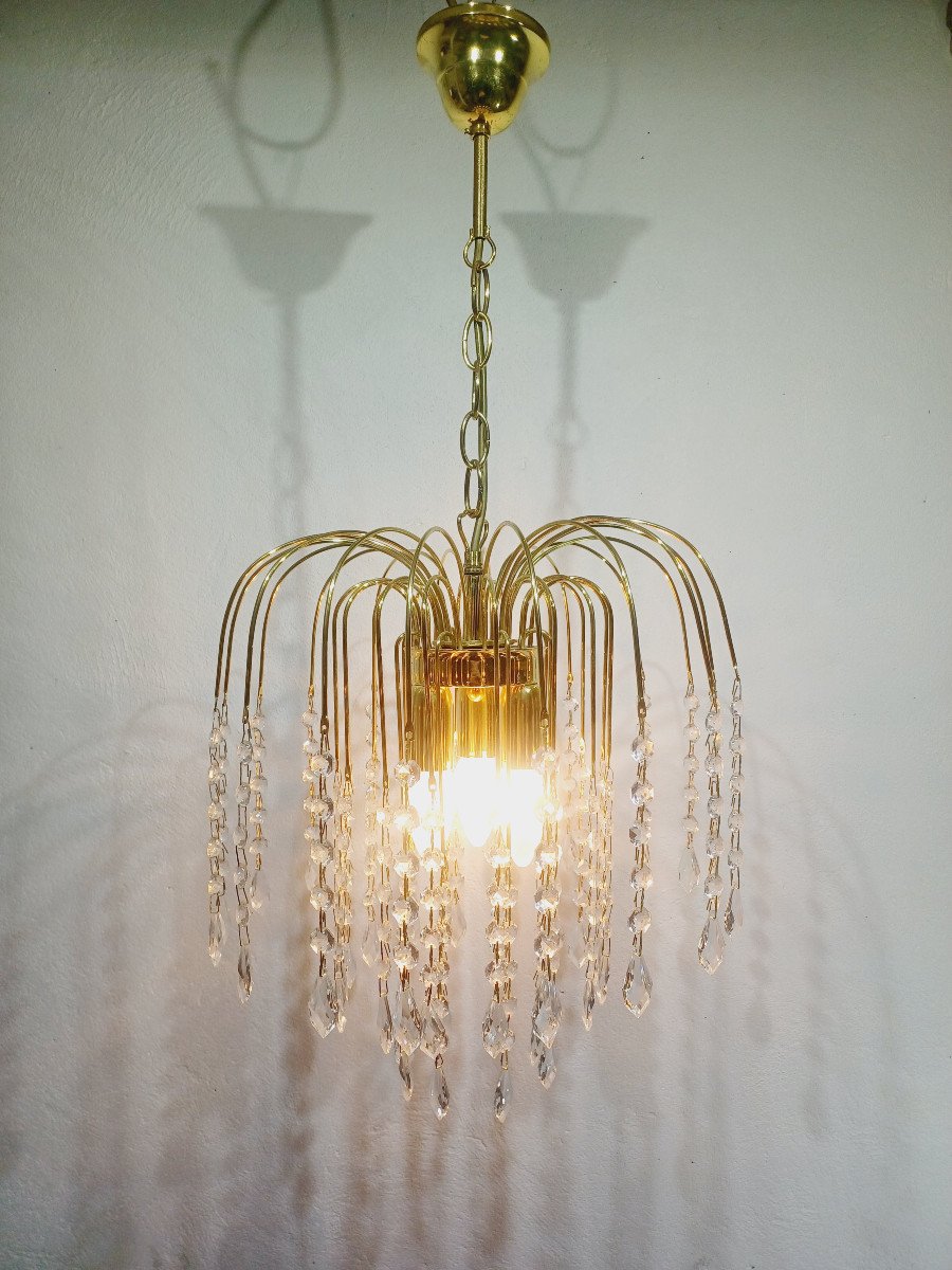 Lustre 5 Lumières En Cristal Style Murano - Diamètre 80 Cm, Hauteur 68 Cm - Classique Et élégant
