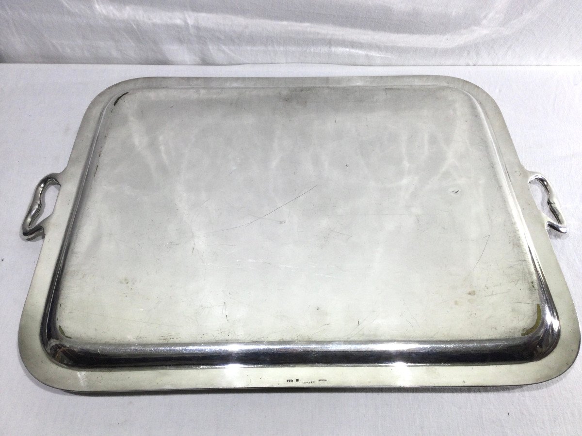 Christofle - Large Silver Metal Serving Tray-photo-5